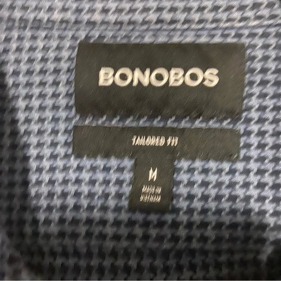 Bonobos Slim Fit Blue Houndstooth Textured Long Sleeve Shirt Size M - Picture 2 of 8